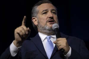 Senator Ted Cruz speaks during the Republican Jewish Coalition (RJC) Annual Leadership Meeting in Las Vegas, Nevada, U.S., on Friday, Nov. 5, 2021. (Bridget Bennett/Bloomberg via Getty Images)​