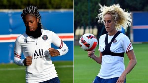 Aminata Diallo and Kheira Hamraoui. Photos: Aurelien Meunier - PSG/PSG via Getty Images