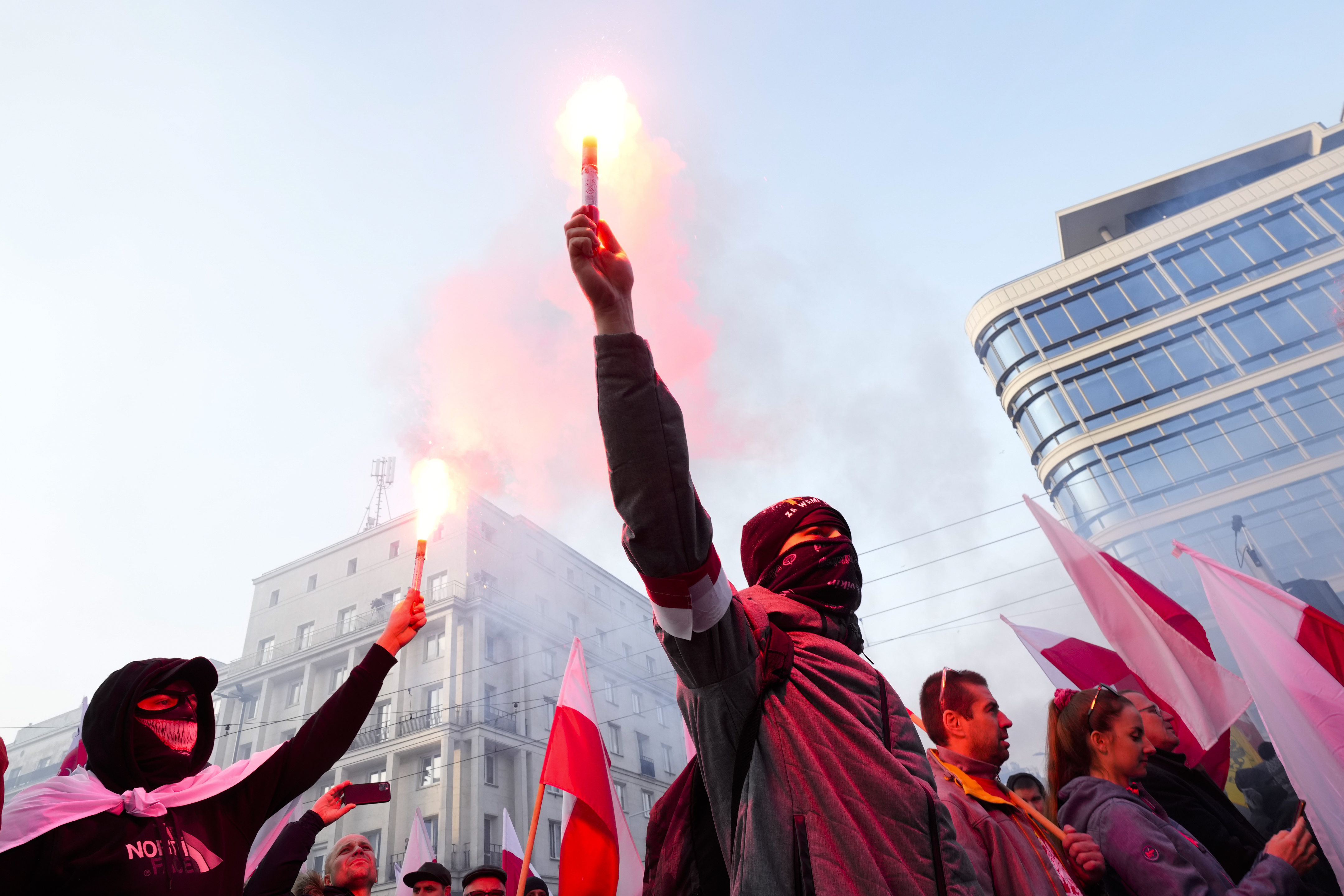 Protesters attend the annual Independence Day march in Warsaw, Poland Photo: AP Photo/Czarek Sokolowski