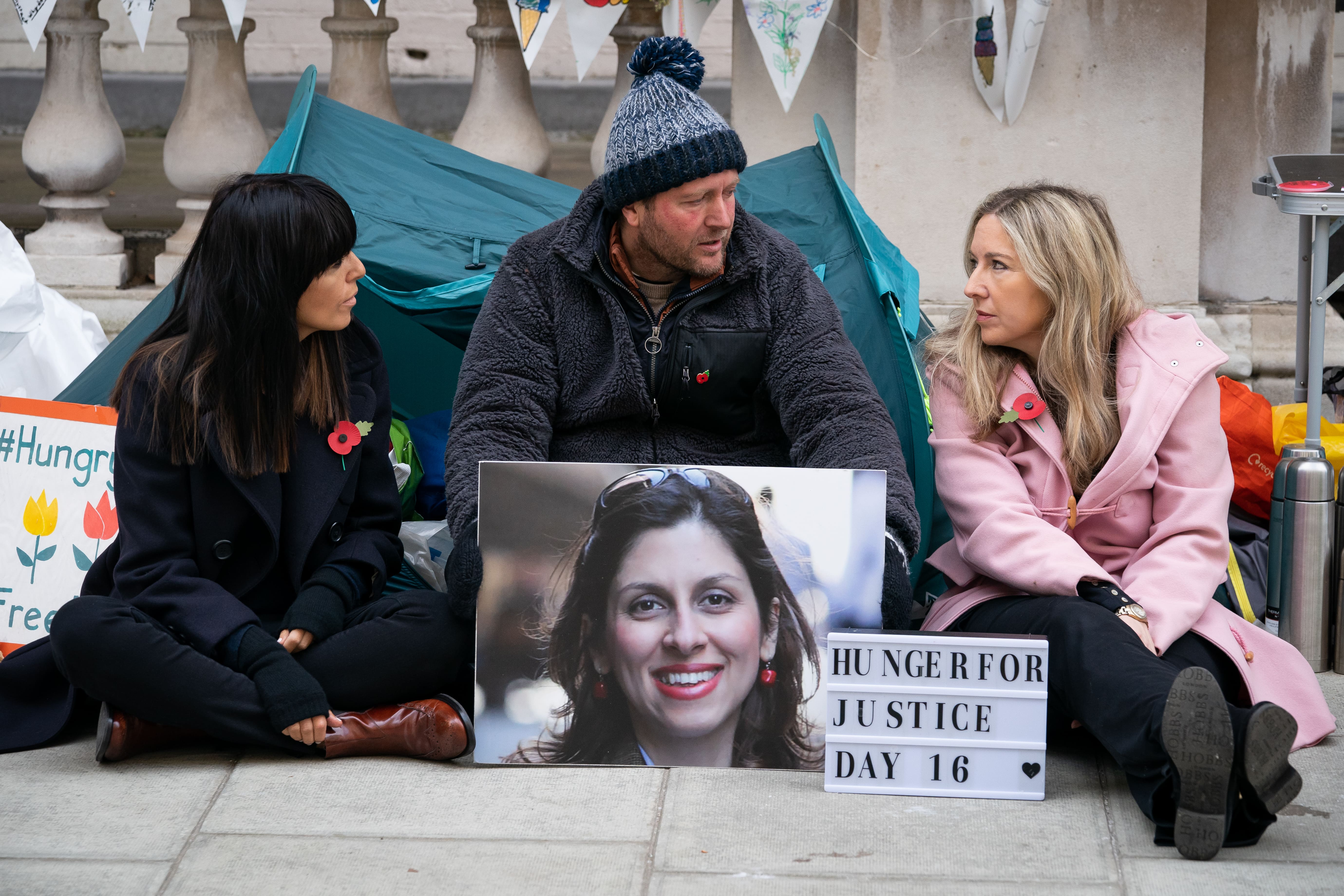 Claudia Winkleman and Victoria Coren Mitchell as they meet and talk to Richard Ratcliffe. Photo: Aaron Chown/PA Images via Getty Images