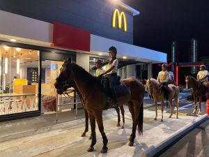 Equestrians in Cyberjaya, Malaysia, rode horses to a McDonald's drive-thru