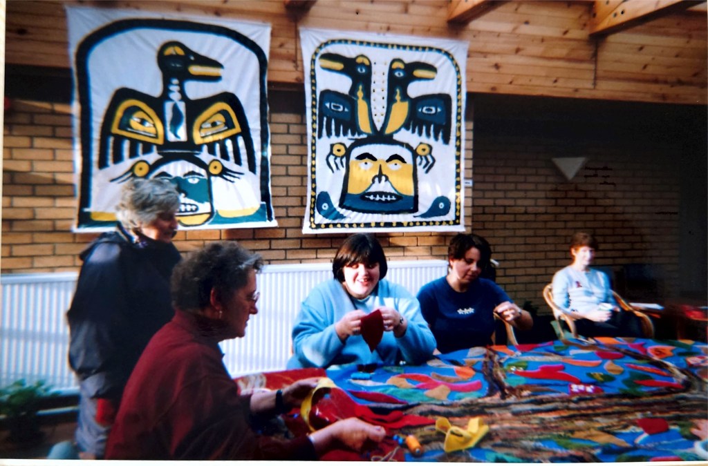 AIDS Memorial Quilt Panels being made in the early 90s by staff at Milestone House, Waverley Care's service in Edinburgh