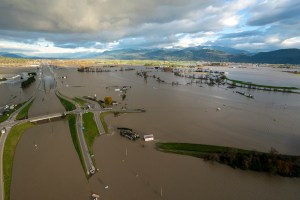 ​Flood waters cover Abbotsford, B.C., on Tuesday.