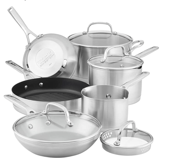 3-Ply Base Stainless Steel Cookware Set (10 Piece) KitchenAid