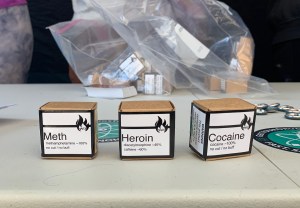 Boxes of heroin, meth, and cocaine.