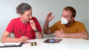 Gastronomy professor Michele Crippa (right) works with Christine Rizzoli to help her regain her sense of smell, lost when she got COVID in early 2021.