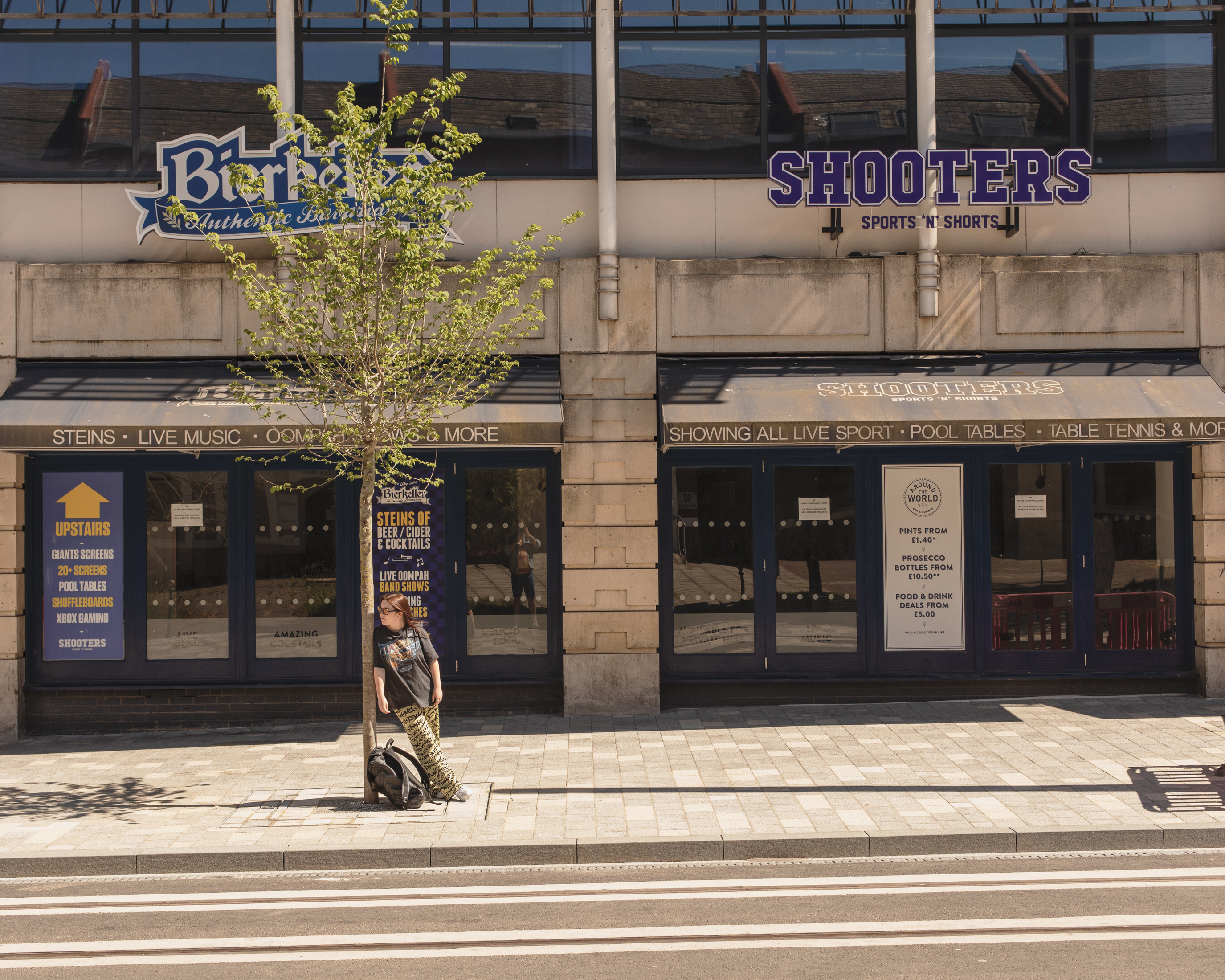 VICE writer Lauren O'Neill in Birmingham standing outside a sports bar