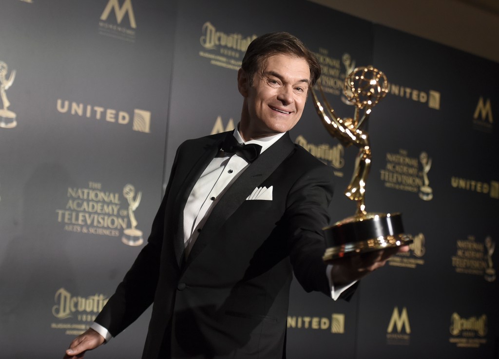 outstanding informative talk show for "The Dr. Oz Show," poses at the 44th annual Daytime Emmy Awards on Sunday, April 30, 2017.