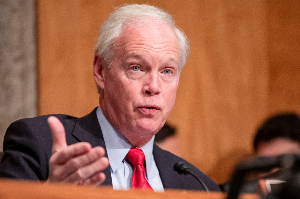 Ron Johnson (R-WI) questions Department of Justice Inspector General Michael Horowitz during a Senate Committee On Homeland Security And Governmental Affairs hearing at the US Capitol on December 18, 2019 in Washington, DC. (Samuel Corum/Getty Images)