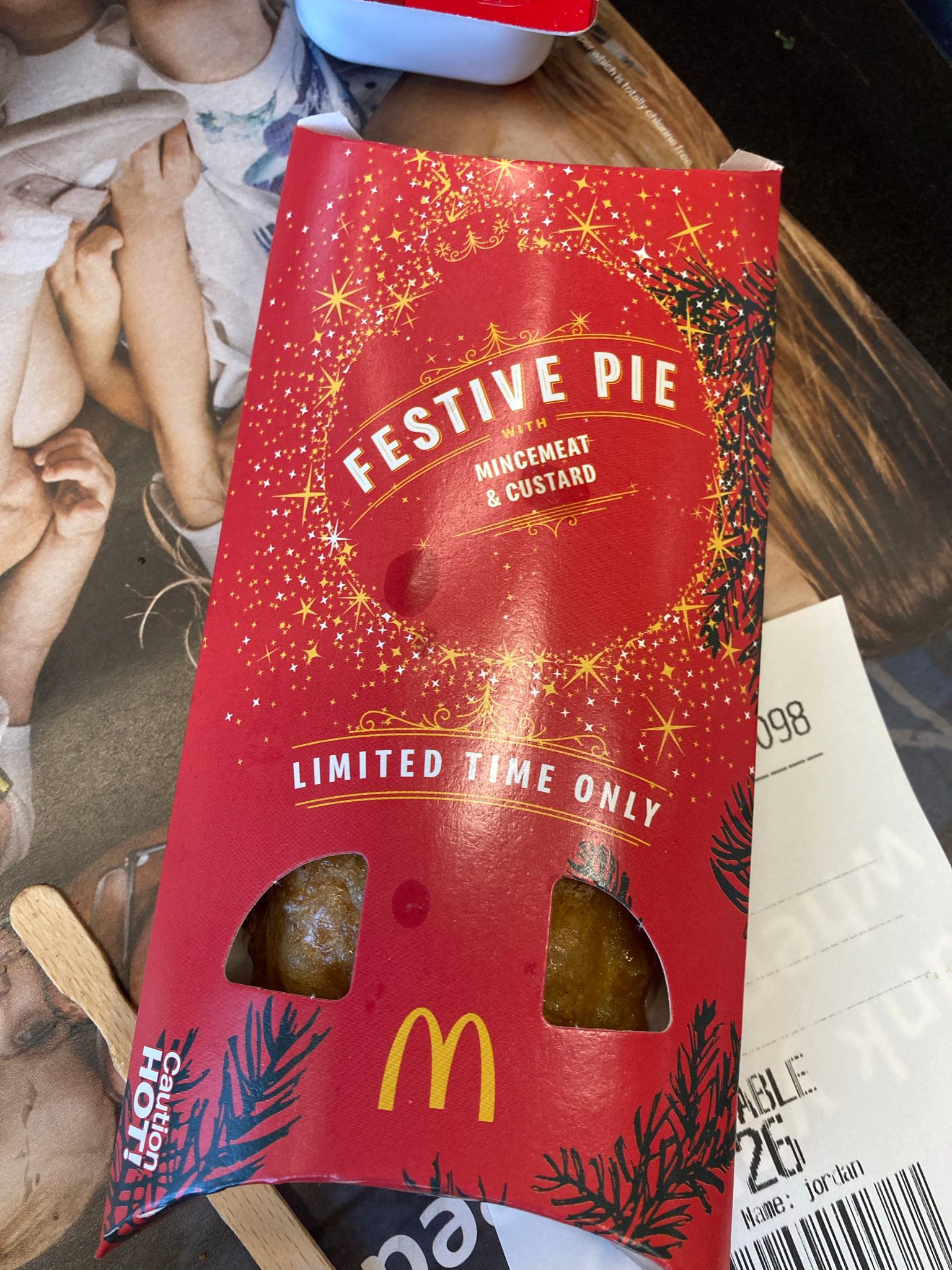 The McDonald's Festive Pie on a table.