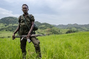 A member of the Fano militia accused of various human rights violations during the war looks on in the town of Zarima in the Amhara region of Ethiopia, September 2021.