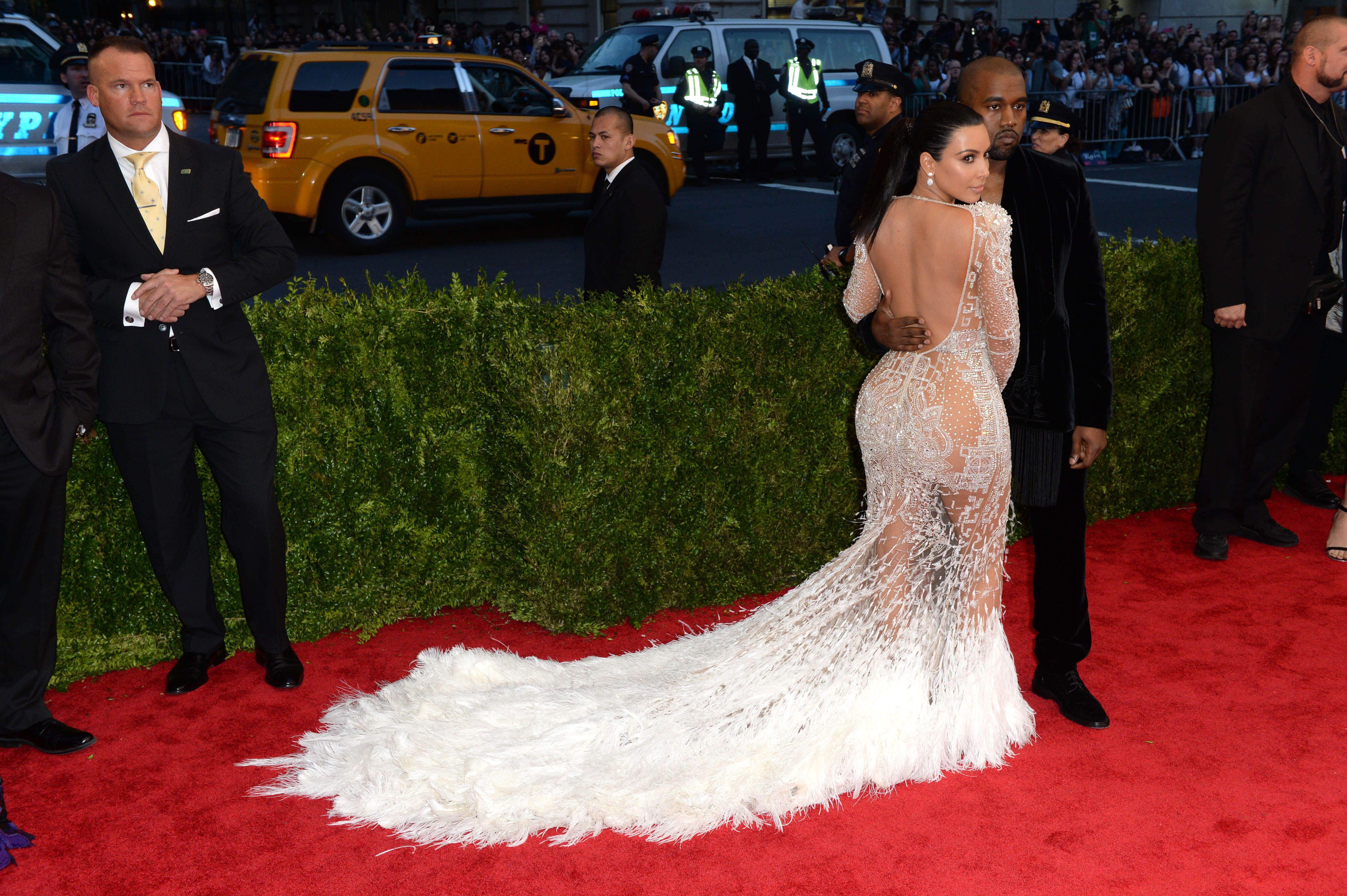 Kim Kardashian with Kanye West at the Met Gala in 2015