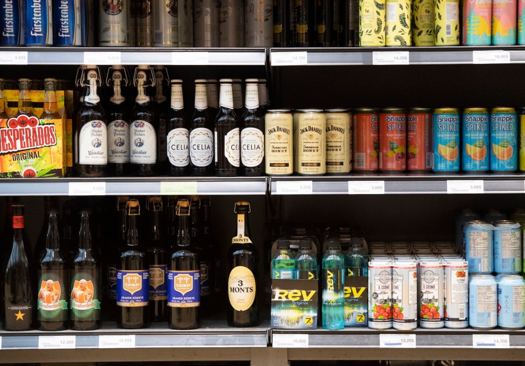 booze on display at a Quebec liquor store