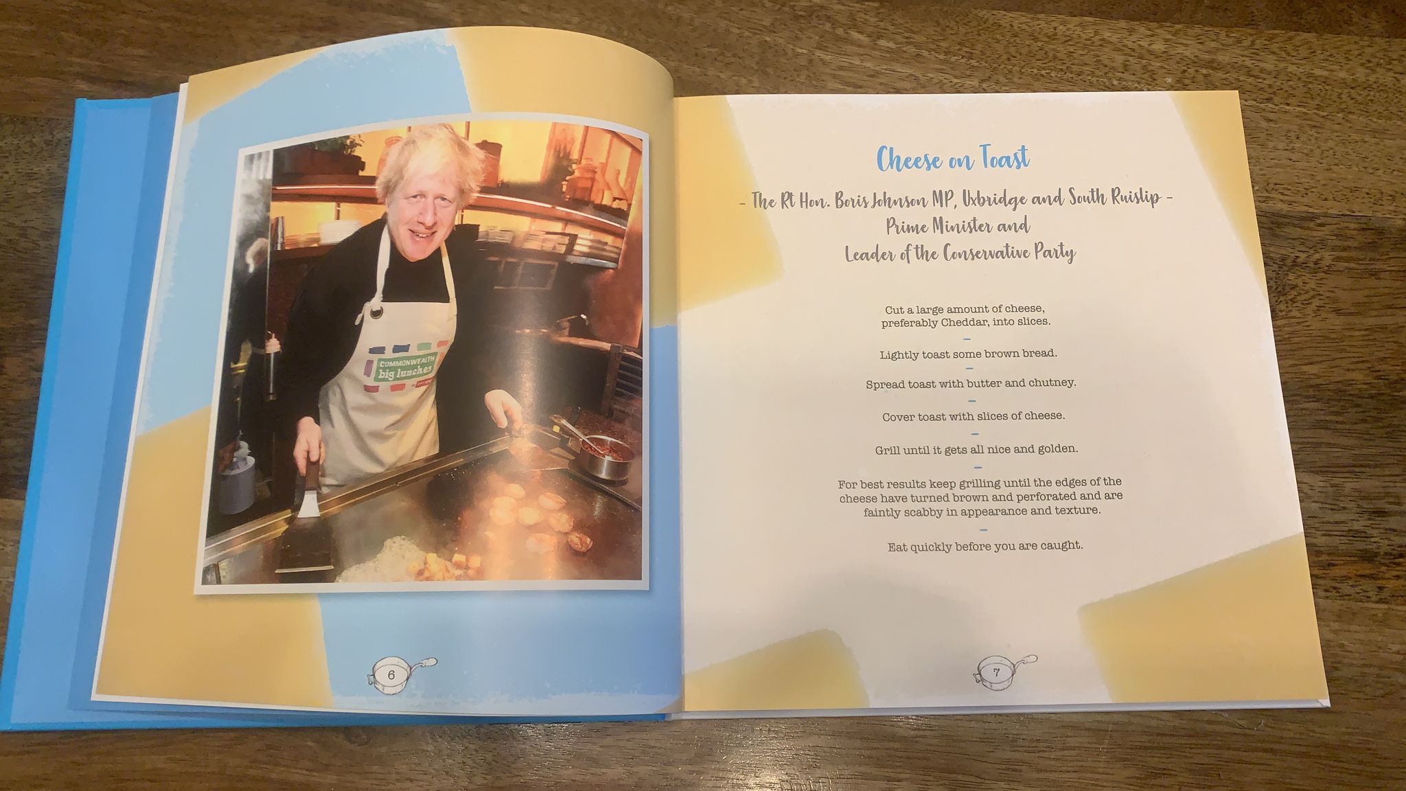 Boris Johnson's recipe for cheese on toast in Corridors of Flour cookbook