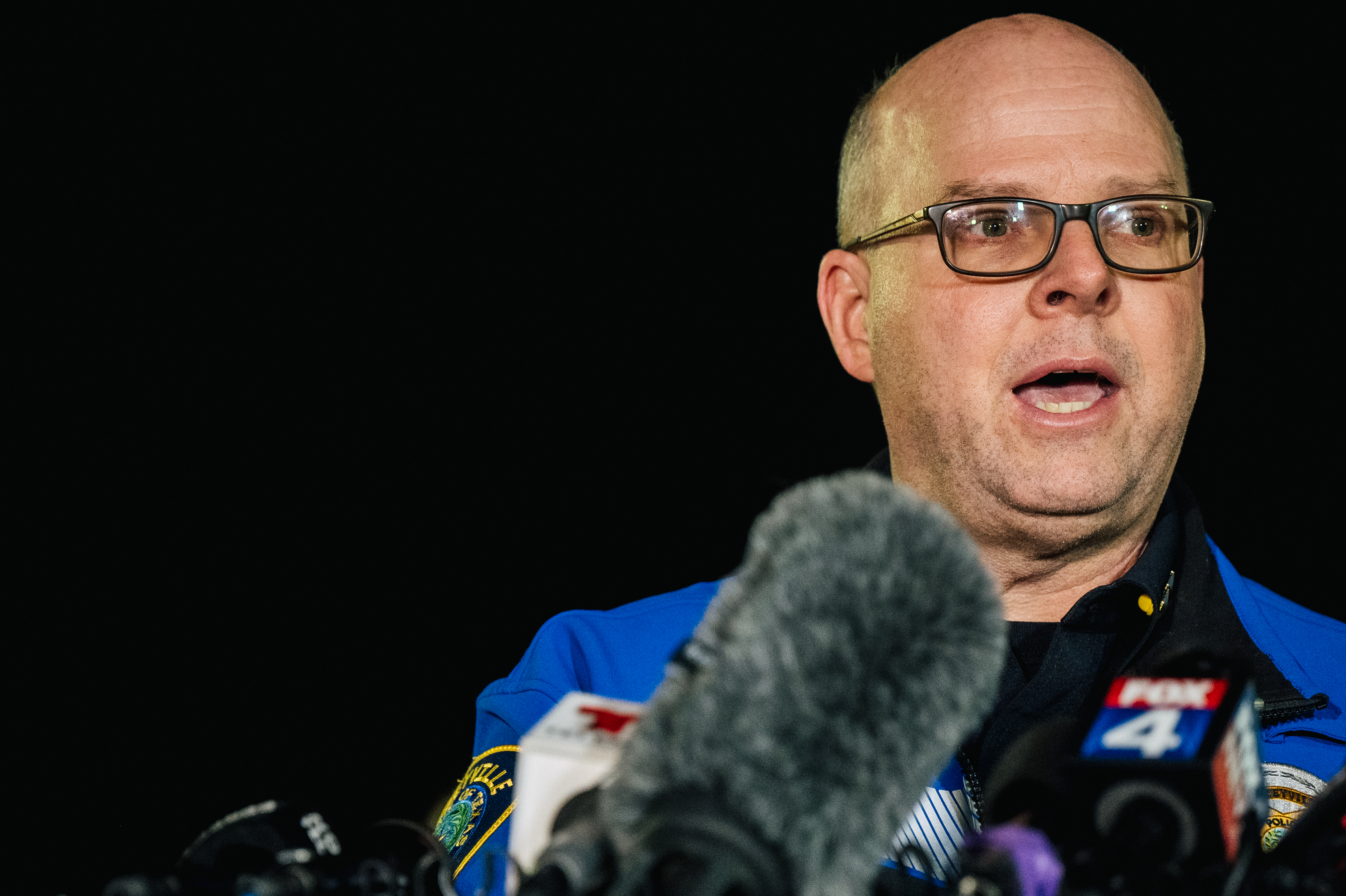 Chief of Colleyville Police Michael Miller speaks to journalists on Saturday at the synagogue. Photo: Brandon Bell/Getty Images