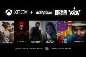 An image showing the partnering of Microsoft and Activision Blizzard