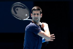 Novak Djokovic during a practice session ahead of the 2022 Australian Open at Melbourne Park on January 12, 2022 in Melbourne, Australia. (Darrian Traynor/Getty Images)