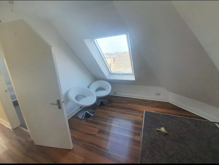 Living room area of small one-bedroom flat in Sherwood, Nottinghamshire