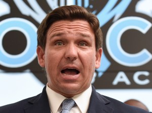 Florida Gov. Ron DeSantis speaks during a press conference before newly appointed state Surgeon General Dr. Joseph Ladapo at Neo City Academy in Kissimmee, Florida. (Paul Hennessy/SOPA Images/LightRocket via Getty Images)