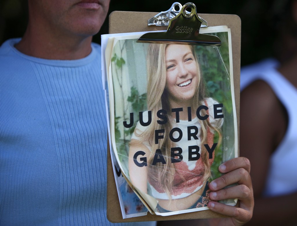 Gabby Petito supporter holding sign