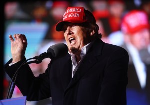 Former President Donald Trump speaks at a rally at the Canyon Moon Ranch festival grounds on January 15, 2022 in Florence, Arizona (Mario Tama/Getty Images)​