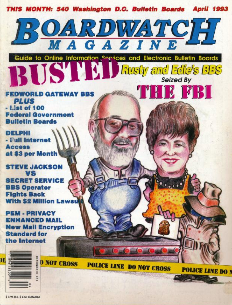 The April 1993 cover of Boardwatch Magazine