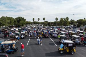 Golf carts as far as the eye can see