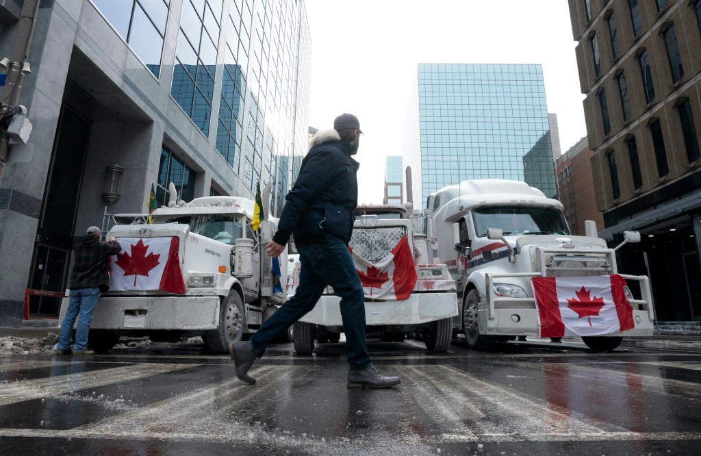 ​Day 5 of the anti-vax trucker convoy and these trucks parked in downtown Ottawa don't appear to be going anywhere.