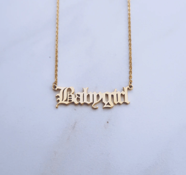 Old English Nameplate Necklace