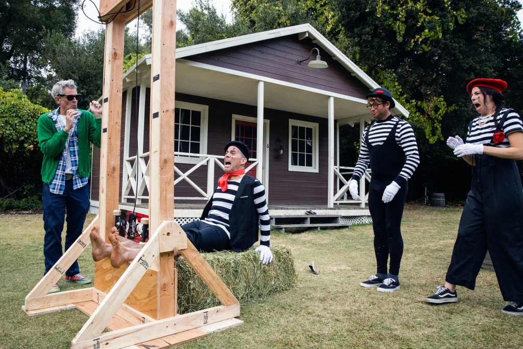 Steve-O and Johnny Knoxville on the set of Jackass Forever.