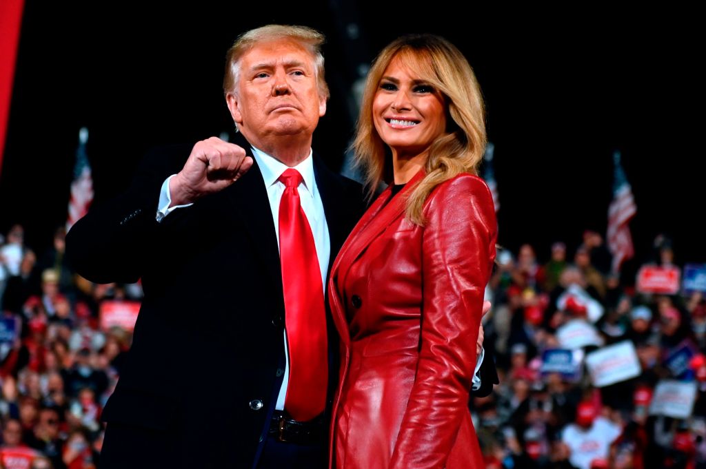 US President Donald Trump and first lady Melania Trump at a rally for Republican Senate candidates in Valdosta, Georgia on December 5, 2020. (ANDREW CABALLERO-REYNOLDS/AFP via Getty Images)