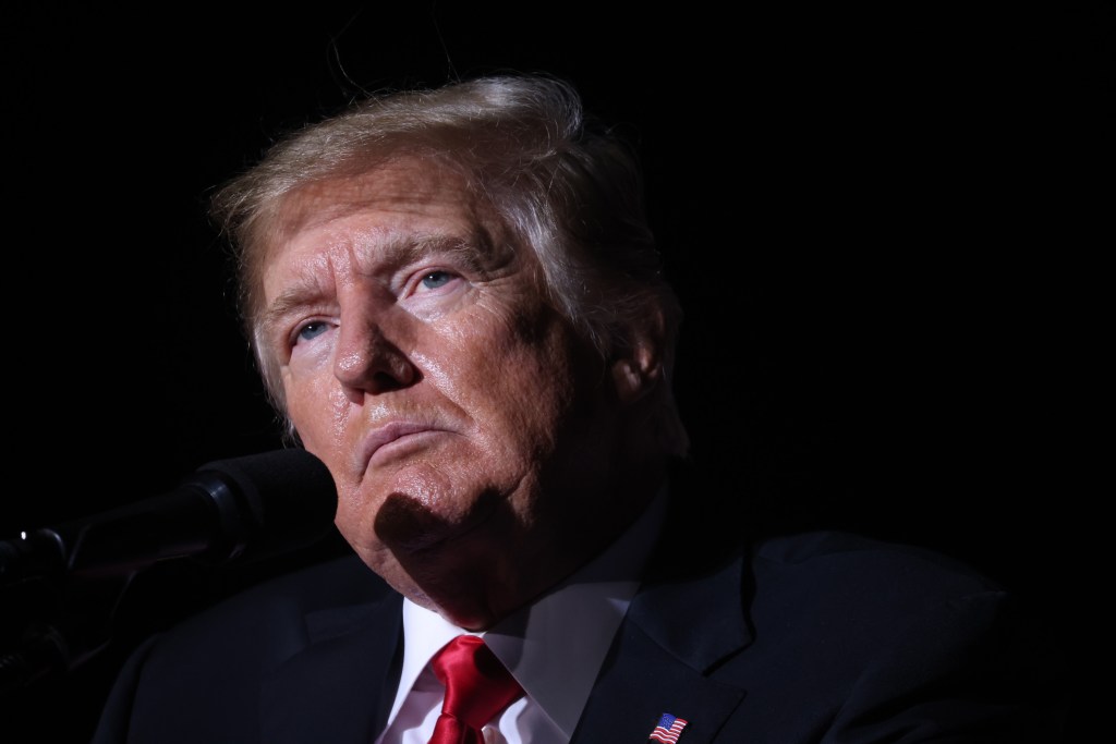 Former President Donald Trump speaks to supporters during a rally at the Iowa State Fairgrounds on October 09, 2021 in Des Moines, Iowa. This is Trump's first rally in Iowa since the 2020 election. (Scott Olson/Getty Images)