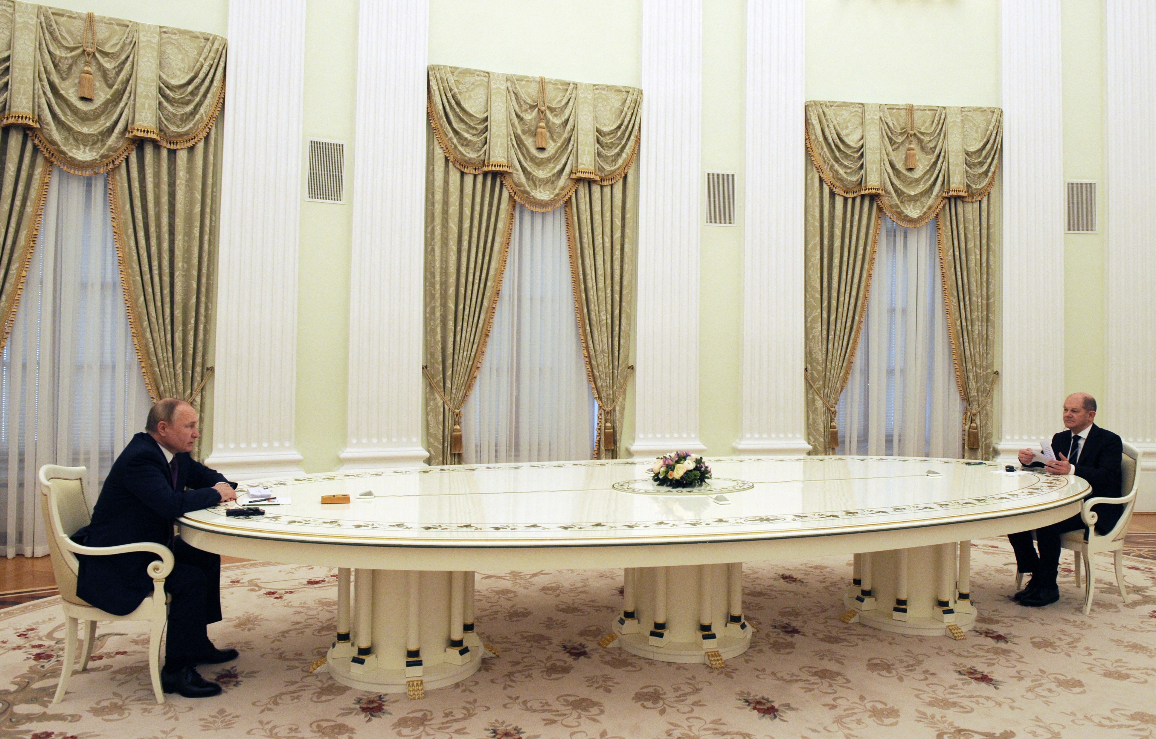 Putin and Scholz met in Moscow earlier this month. Photo: MIKHAIL KLIMENTYEV/Sputnik/AFP via Getty Images