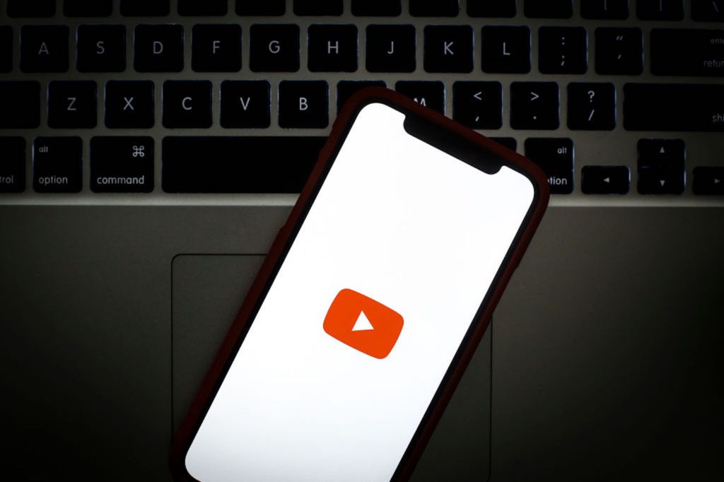 The YouTube logo on a phone.