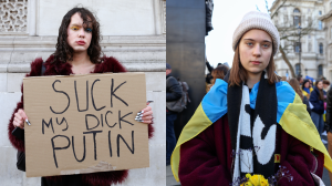 LGBTQ people at the London protest against Russia's invasion of Ukraine