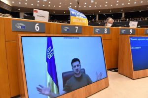 Ukrainian President Volodymyr Zelenskyy’s English translator broke down while translating an emotional speech the president was giving to the European Parliament Tuesday from an undisclosed location in Ukraine.