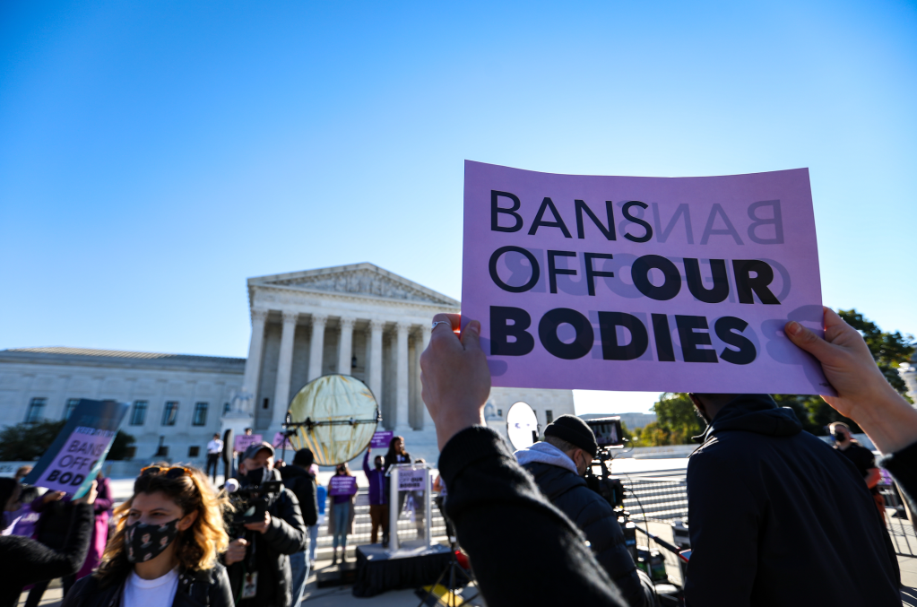 Pro-choice demonstrators protest outside of the US Supreme Court in Washington, DC on November 1, 2021.