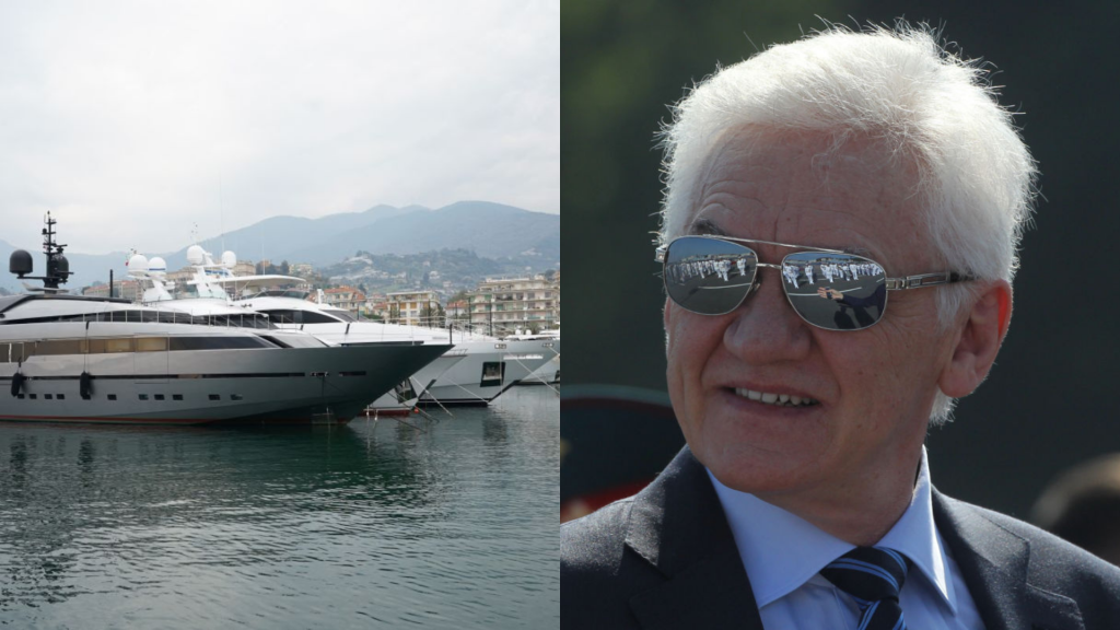 Italy froze a $55 million yacht named “Lena” (left), which belongs to oilman and reputed close Putin confidant Gennady Timchenko (right)