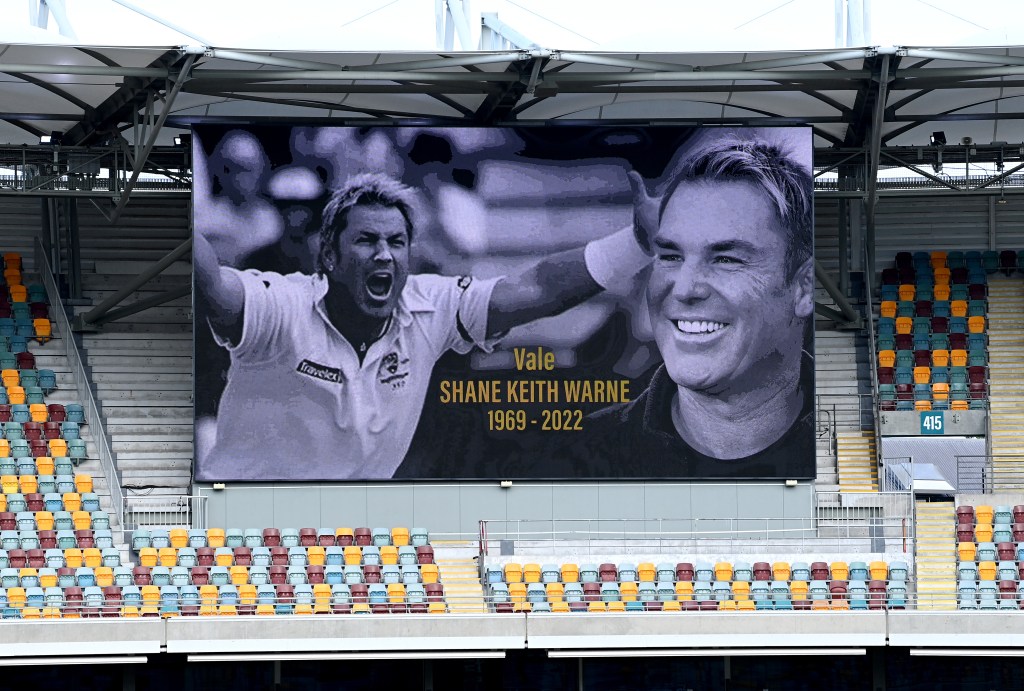 A tribute to Shane Warne at The Gabba, Brisbane, Australia. Photo by Bradley Kanaris/Getty Images