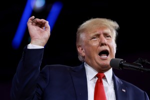 Former U.S. President Donald Trump speaks during the Conservative Political Action Conference (CPAC) on February 26, 2022 in Orlando, Florida. (Joe Raedle/Getty Images)