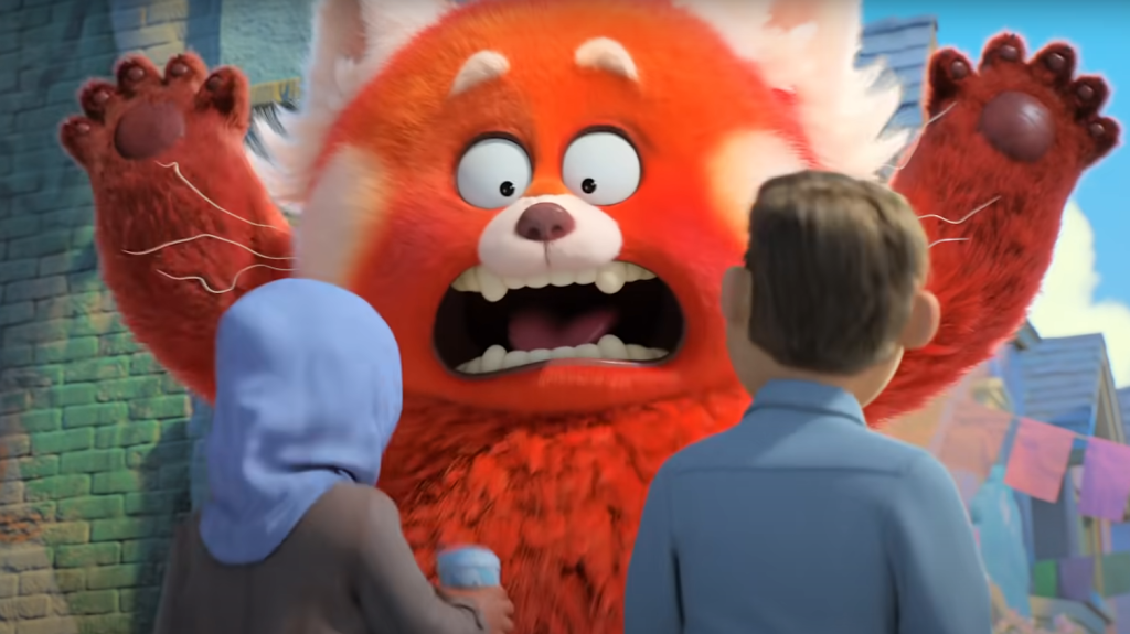 A screenshot of Mei as a red panda from Turning Red