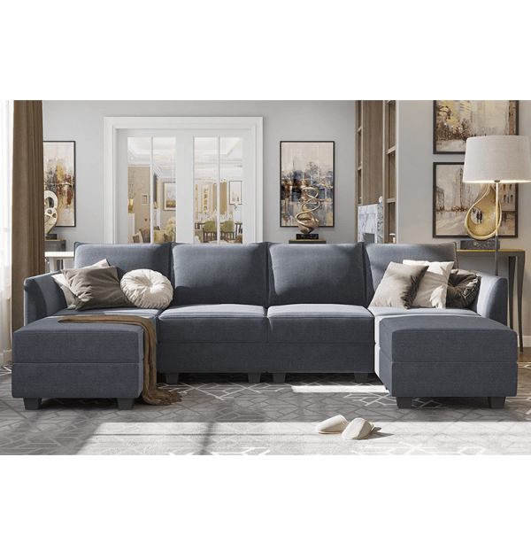 Modern U-Shape Sectional Sofa Sleeper Couch with Reversible Chaise