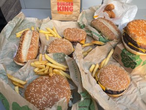 A pile of Burger King meat-free menu item and fries