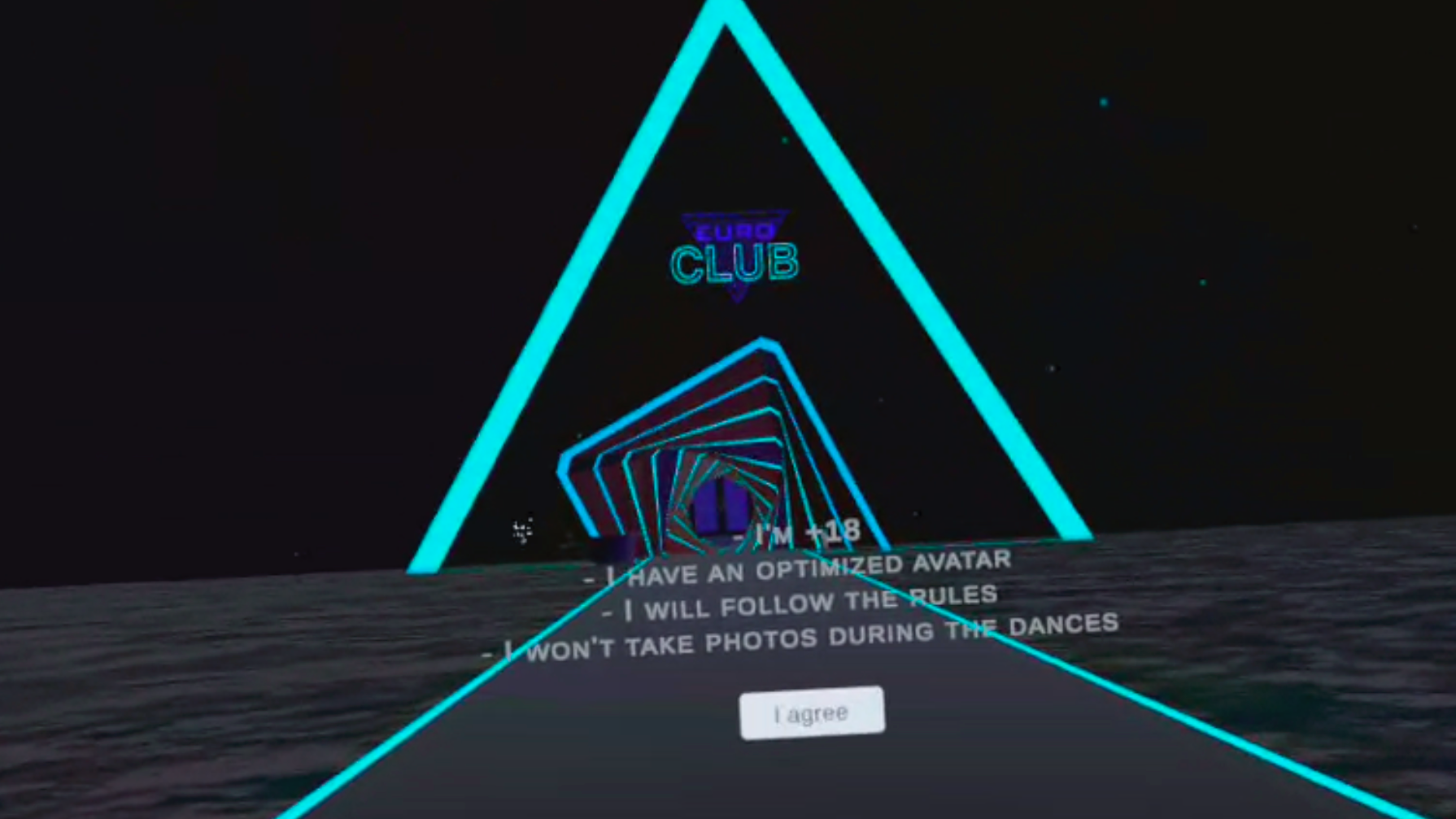 The entrance of Euro Club in VRChat metaverse