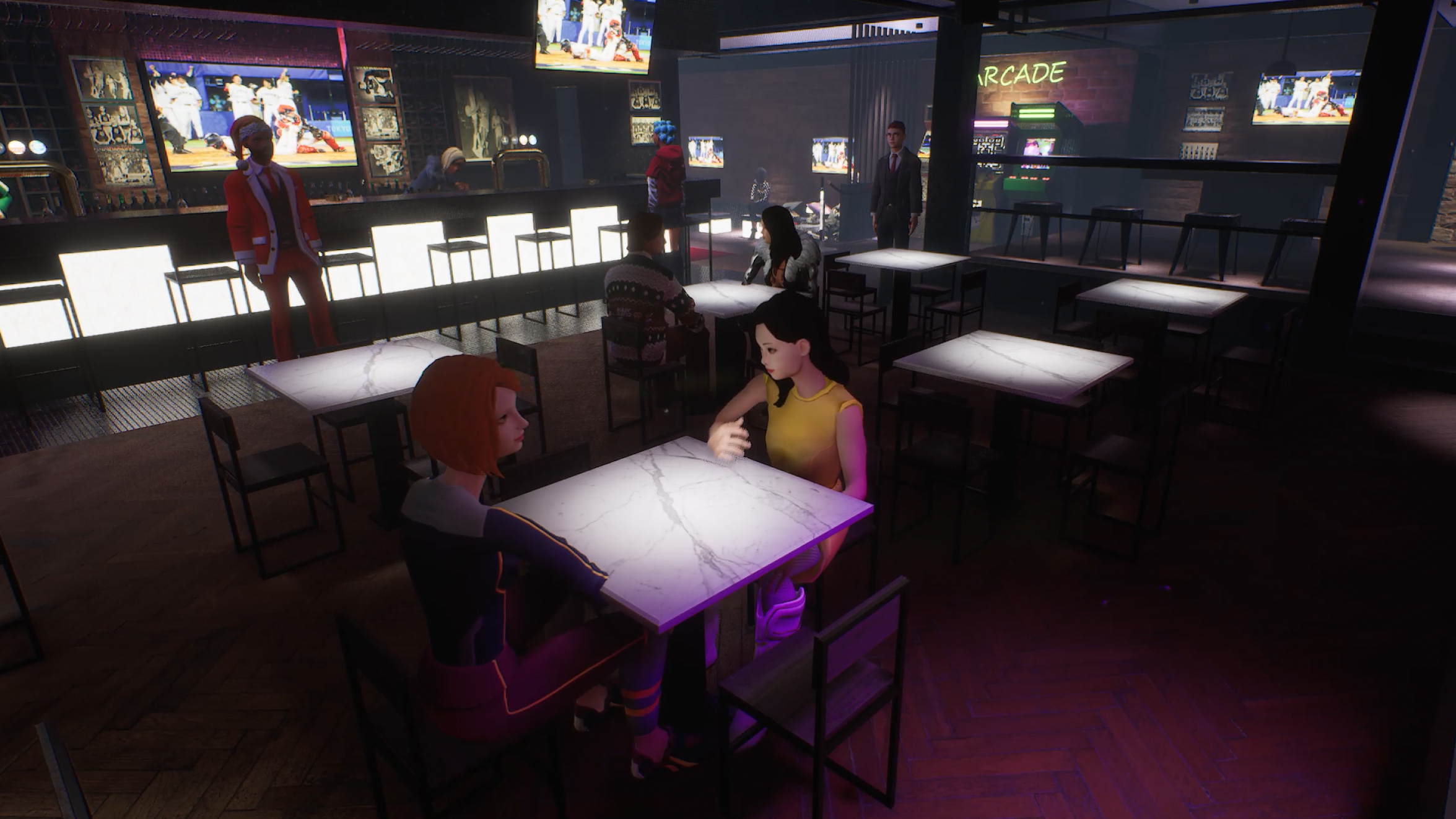 Two people on a coffee date in Planet Theta metaverse dating app