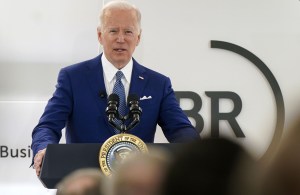 U.S. President Joe Biden speaks while joining the Business Roundtable's chief executive officer quarterly meeting in Washington, D.C., U.S., on Monday, March 21, 2022.