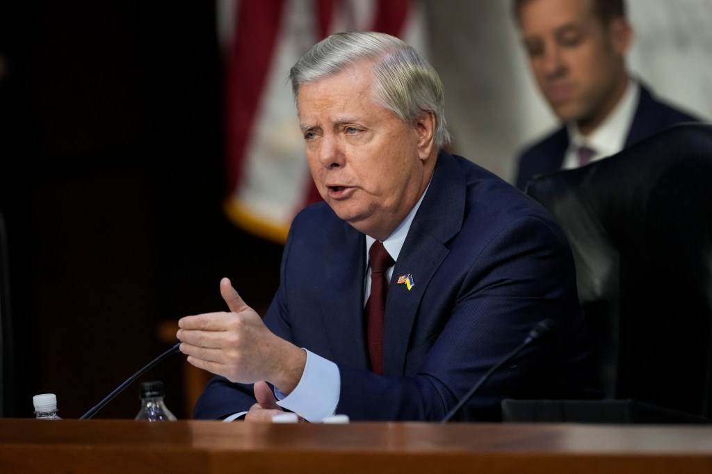 Sen. Lindsey Graham (R-SC) questions U.S. Supreme Court nominee Judge Ketanji Brown Jackson during her Senate Judiciary Committee confirmation hearing in Washington, DC.