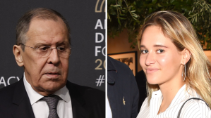 SERGEY LAVROV AND HIS STEPDAUGHTER POLINA KOVALEVA. PHOTO: MUSTAFA CIFTCI/ANADOLU AGENCY VIA GETTY IMAGES AND DAVID M. BENETT/DAVE BENETT/GETTY IMAGES FOR WALKABOUT FOUNDATION)