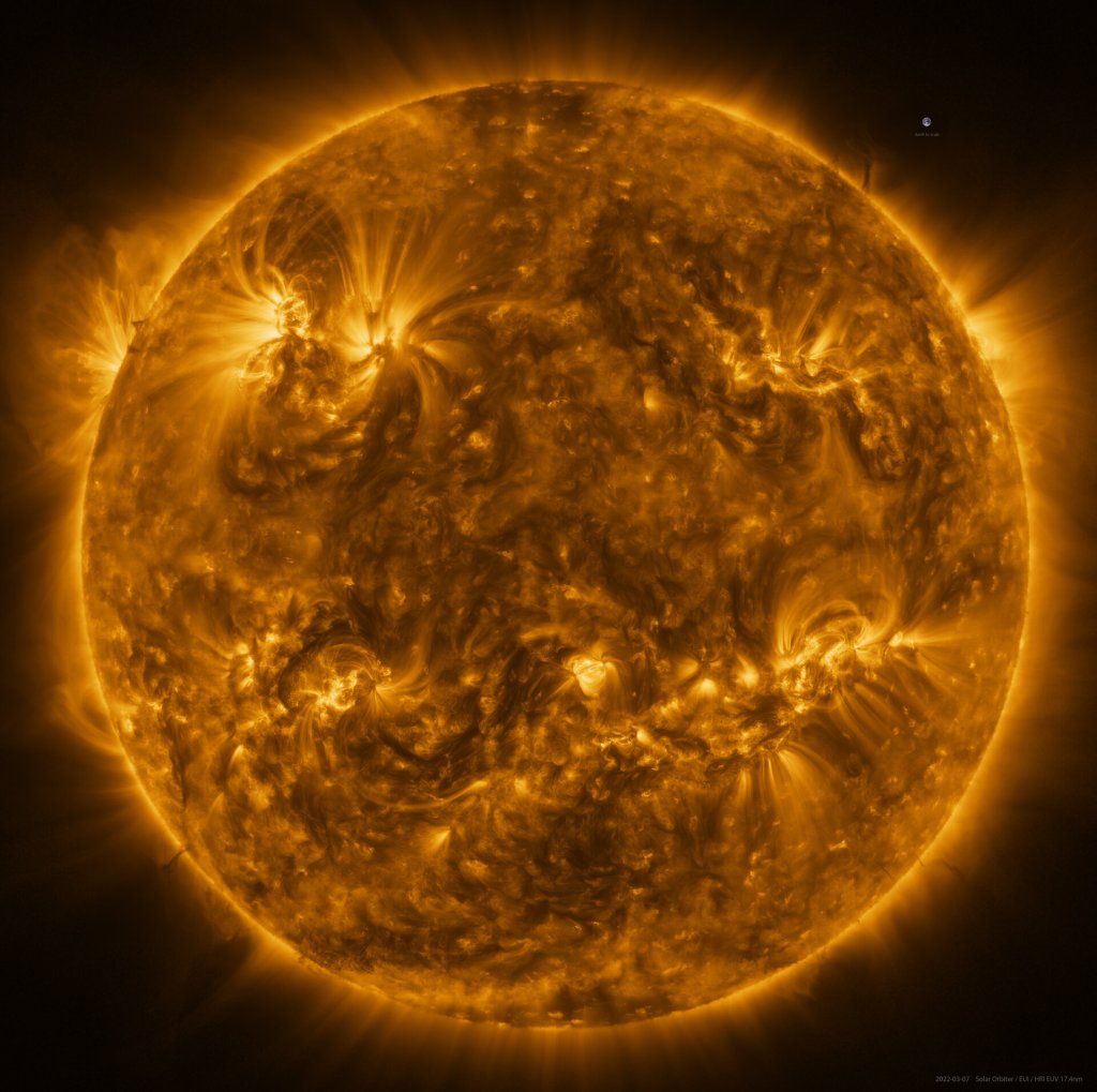 Europe’s Solar Orbiter has taken an image of the Sun with ten times the resolution of a 4K television screen.