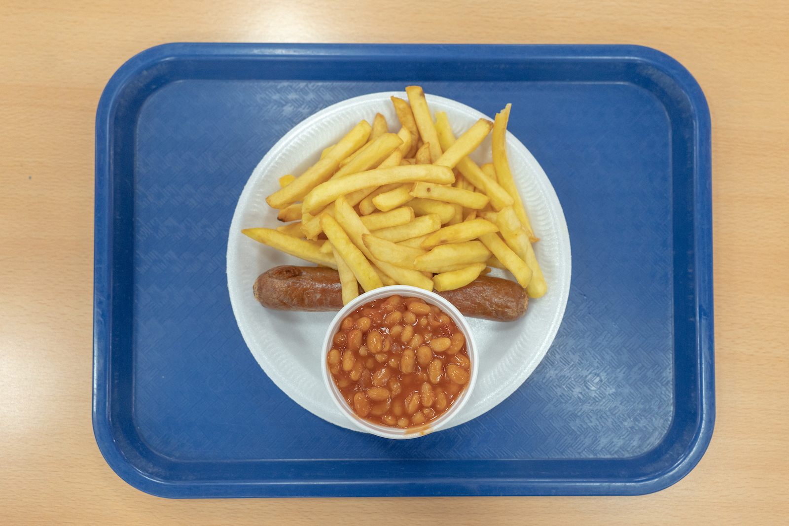 Chips, sausage and beans at MERKUR Bingo